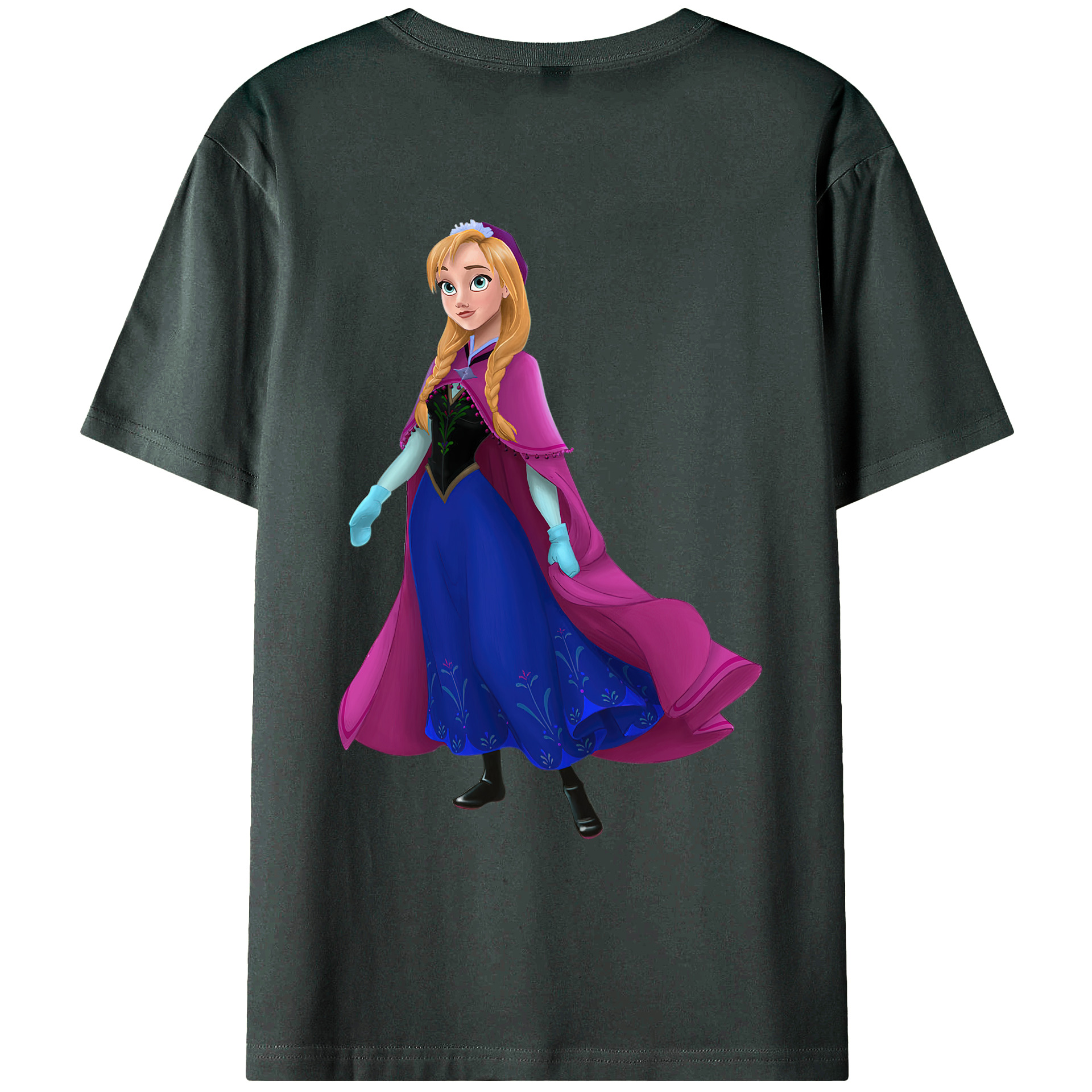 （画像用） アナと雪の女王 アンナ エルサ Frozen Anna Elsa 綿100％ メンズ半袖Tシャツ（バックプリント） 通気性